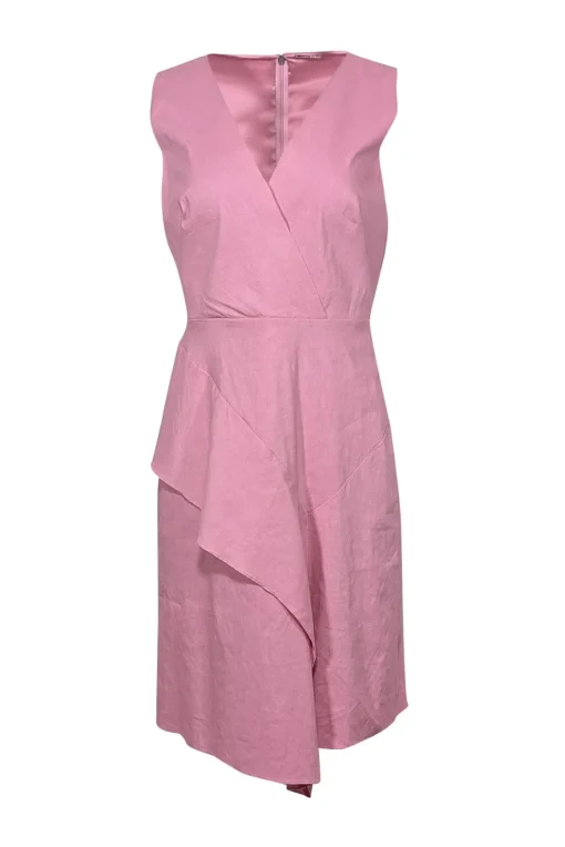 Elie Tahari - Blush Pink Asymmetrical Ruffled Fit & Flare Dress Sz 6