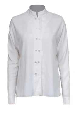 Elie Tahari - Ivory Crepe Snap-Up Blouse Sz S