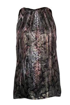Elie Tahari - Metallic Printed Tank w/ Chain Fringe Sz XS