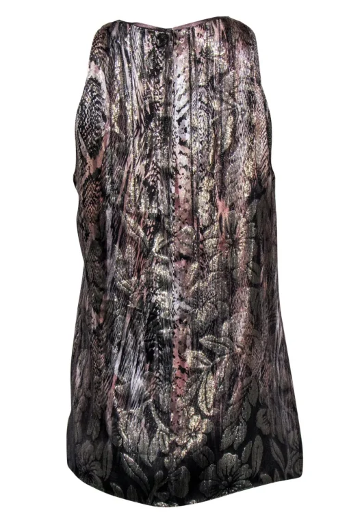 Elie Tahari - Metallic Printed Tank w/ Chain Fringe Sz XS
