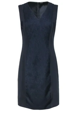 Elie Tahari - Navy & Black Textured Front Sheath Dress Sz 8