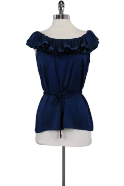 Elie Tahari - Navy Off-the-Shoulder Top Sz M