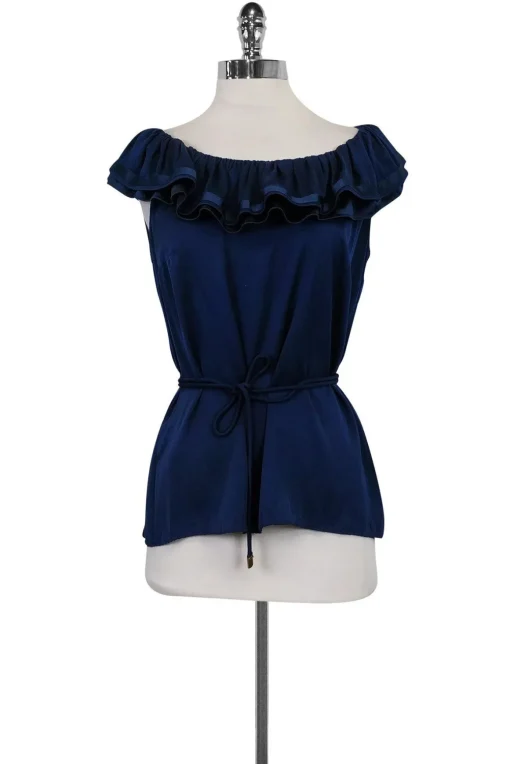 Elie Tahari - Navy Off-the-Shoulder Top Sz M