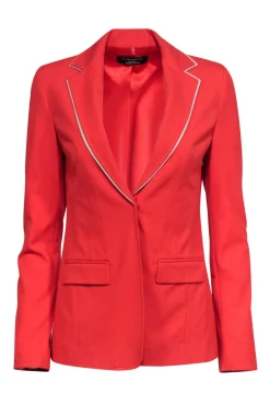 Elie Tahari - Orange Blazer w/ Beige Trim Sz 2