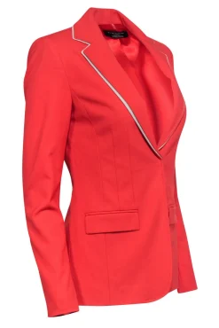 Elie Tahari - Orange Blazer w/ Beige Trim Sz 2