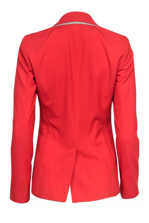 Elie Tahari - Orange Blazer w/ Beige Trim Sz 2
