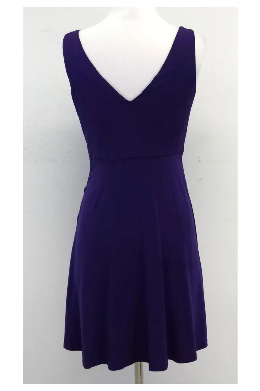 Elie Tahari - Purple Sleeveless V-Neck Jersey Dress Sz S