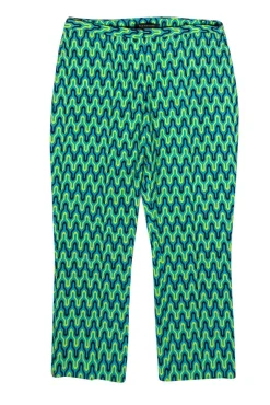 Elie Tahari - Teal, Black & Yellow Cropped Pants Sz 2