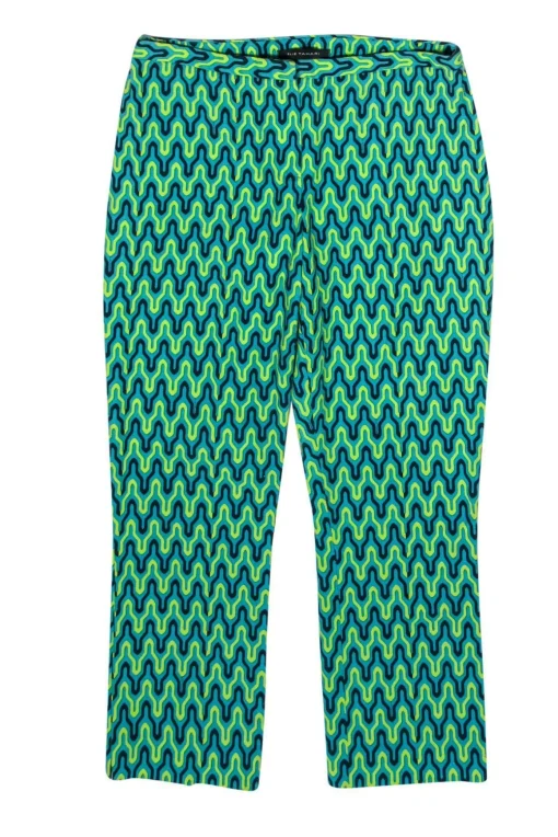 Elie Tahari - Teal, Black & Yellow Cropped Pants Sz 2