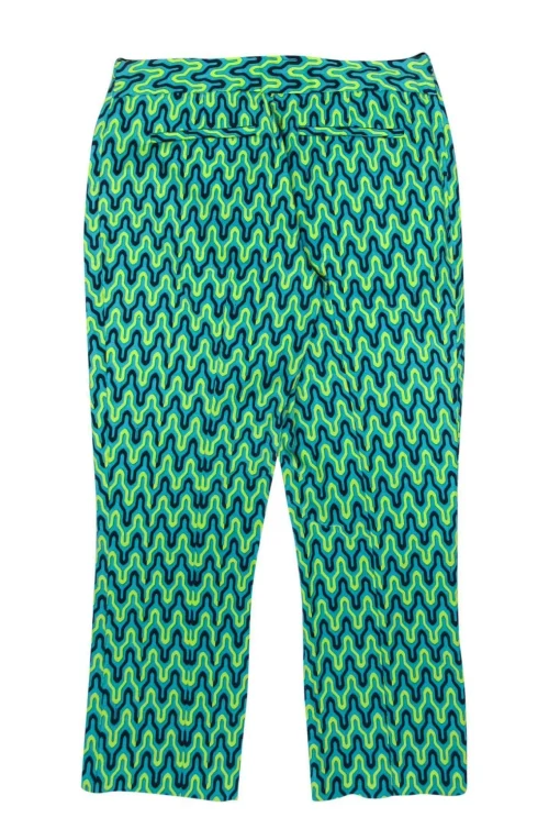 Elie Tahari - Teal, Black & Yellow Cropped Pants Sz 2