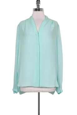 Elie Tahari - Turquoise Silk Blouse Sz M