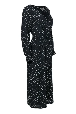 Eliza J - Black & White Polka Dot Wide Leg Belted Jumpsuit Sz 10