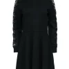 Eliza J - Black Knit Fit & Flare Dress w/ Lace Sleeve Details Sz L