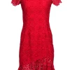 Eliza J - Red Daisy Lace Mermaid Hem Sheath Dress Sz 2