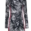 Elizabeth & James -  Black & Maroon Abstract Print Bodycon Dress Sz 6