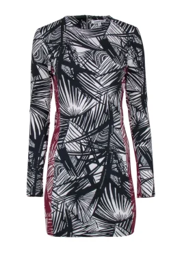 Elizabeth & James -  Black & Maroon Abstract Print Bodycon Dress Sz 6