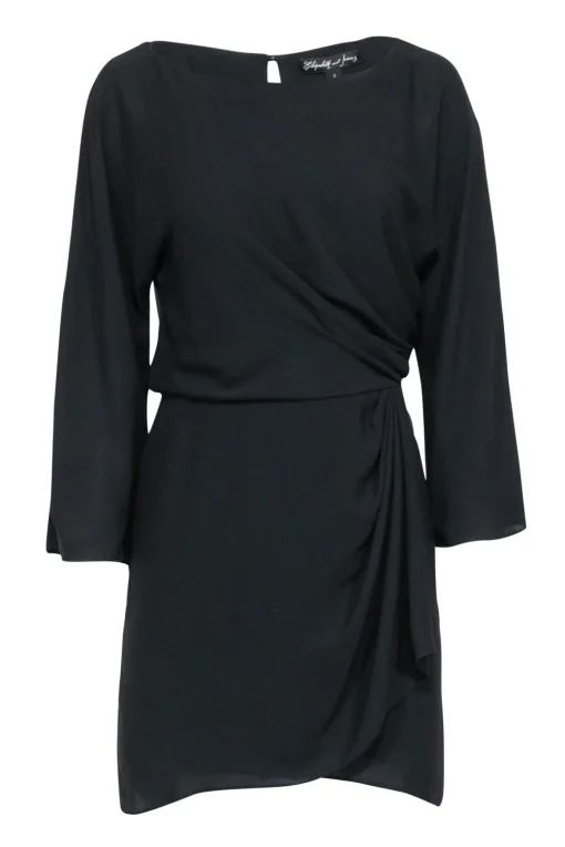 Elizabeth & James - Black Long Sleeve Ruched Dress Sz 2
