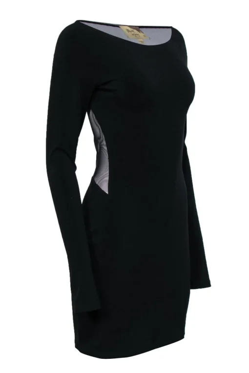 Elizabeth & James - Black Long Sleeve Bodycon Dress w/ Mesh Back Sz M