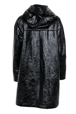 Elizabeth & James - Black Patent Hooded Jacket Sz S
