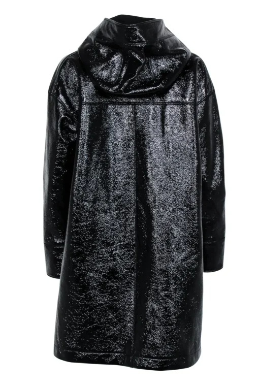 Elizabeth & James - Black Patent Hooded Jacket Sz S