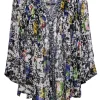 Elizabeth & James - Multicolor Floral Silk Semi-Sheer Butterfly Wing Top Sz XS