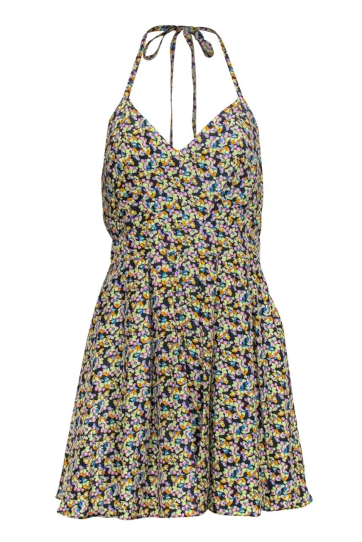 Elizabeth & James - Multicolored Printed Halter Fit & Flare Dress Sz M