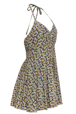 Elizabeth & James - Multicolored Printed Halter Fit & Flare Dress Sz M