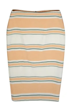Elizabeth & James - Peach, Green & White Striped Pencil Skirt Sz 4