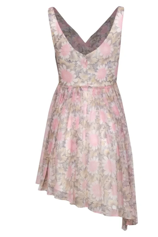 Elizabeth & James - Powder Pink & Cream Daisy Printed Silk A-Line Dress Sz 2