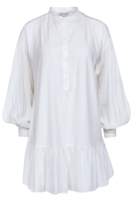 Elizabeth & James - White Quarter Button Down Shirt Dress Sz XS