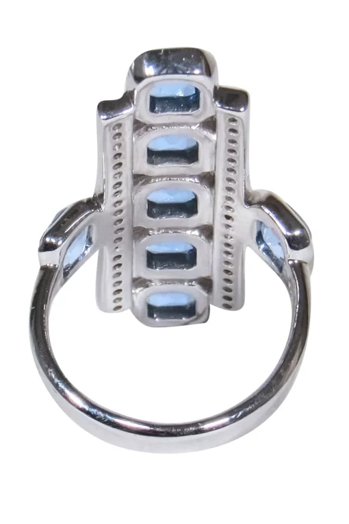 Elizabeth Showers - Sterling Silver Rectangular Ring w/ Blue Square Stones Sz 5