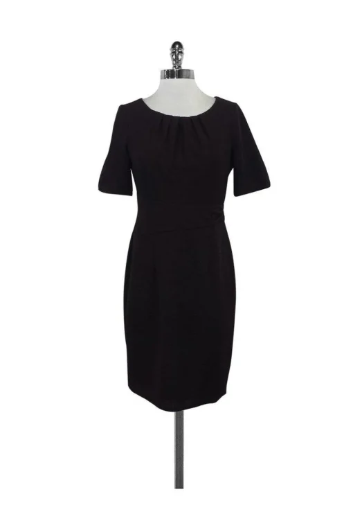 Ellen Tracy - Brown Textured Polyester Sheath Dress Sz 4