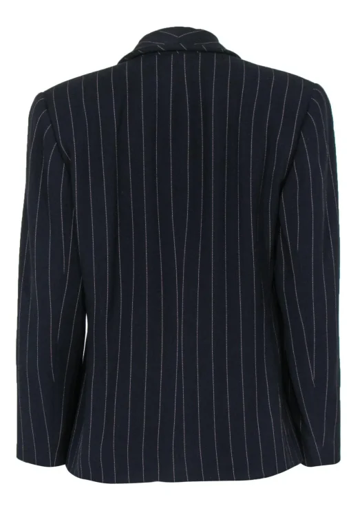 Emanuel Ungaro - Black Double Breasted Blazer w/ Pink Pinstripes Sz 12