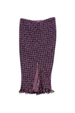 Emanuel Ungaro - Purple & Pink Tweed Front Zip Skirt Sz 6