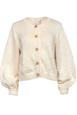 Emerson Fry - Ivory Cotton Puff Sleeve Textured Dot Cardigan Sz S