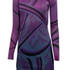 Emilio Pucci - Purple & Black Print Open Back Long Sleeve Dress Sz 4
