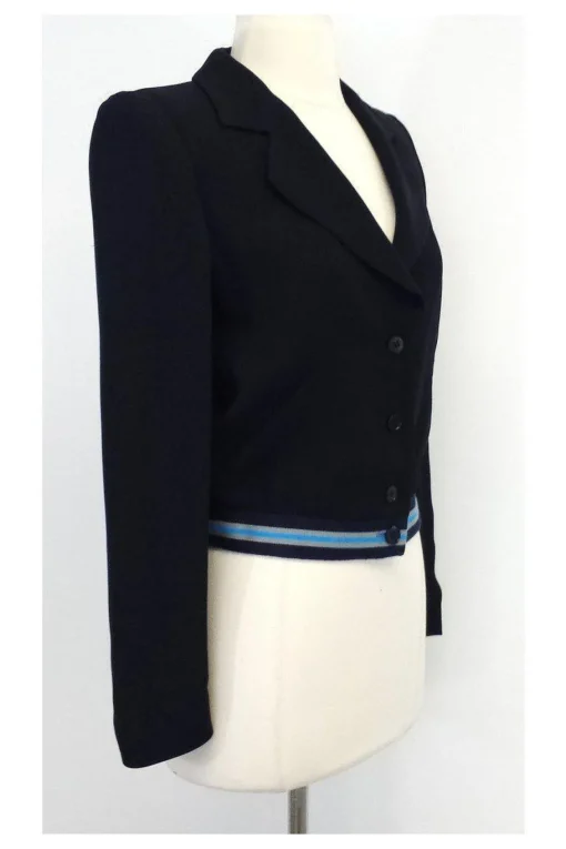 Emporio Armani - Black & Striped Knit Trim Blazer Sz 2