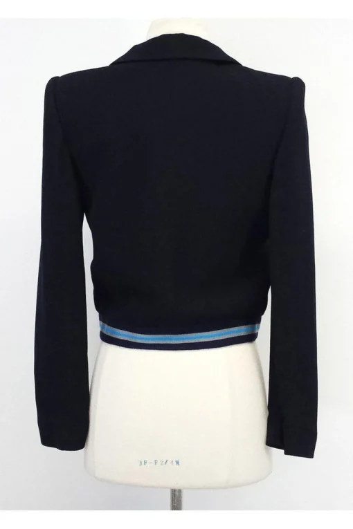 Emporio Armani - Black & Striped Knit Trim Blazer Sz 2