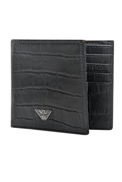 Emporio Armani - Black Croc Embossed Leather Wallet