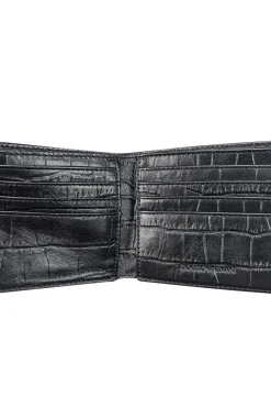 Emporio Armani - Black Croc Embossed Leather Wallet