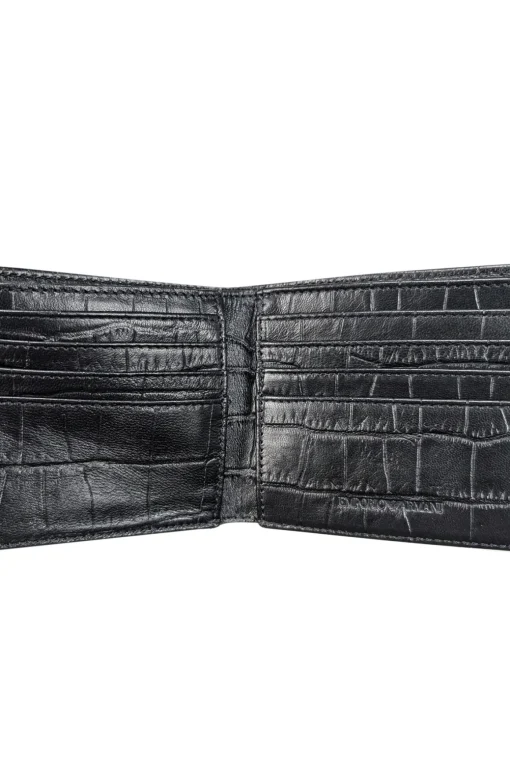 Emporio Armani - Black Croc Embossed Leather Wallet