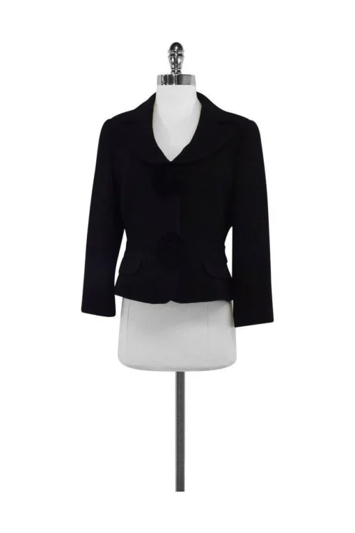 Emporio Armani - Black Wool Jacket w/ Rosettes Sz 10