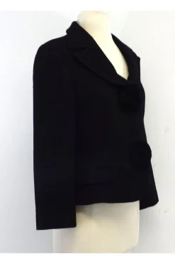 Emporio Armani - Black Wool Jacket w/ Rosettes Sz 10