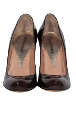 Emporio Armani - Brown Patent Leather Pumps w/ Spiral Heel Sz 9.5