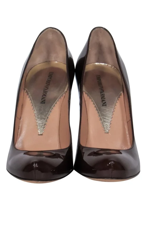 Emporio Armani - Brown Patent Leather Pumps w/ Spiral Heel Sz 9.5