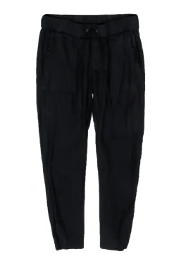 Enza Costa - Black French Linen Drawstring Pants Sz S