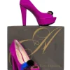 Enzo Angiolini - Magenta Suede Peep Toe Platform Pumps w/ Feathers & Rhinestones Sz 5.5