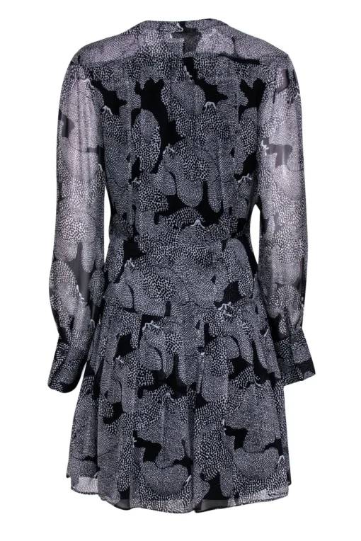 Equipment - Black & White Long Sleeve Abstract Print Dress Sz 6