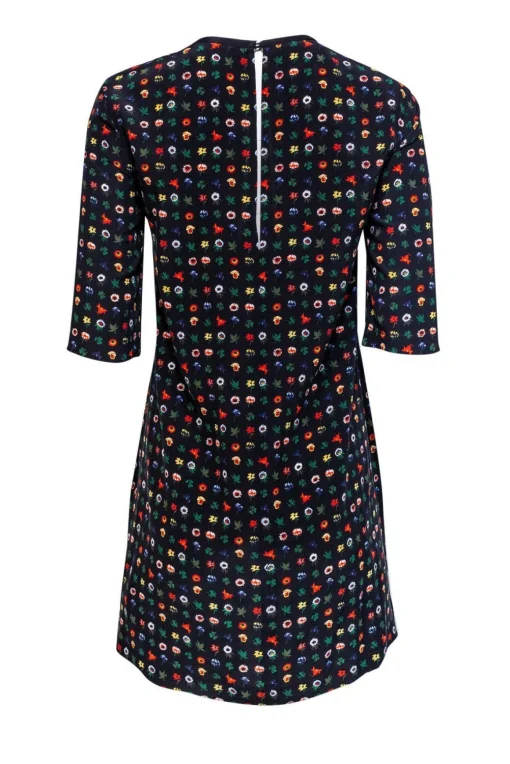 Equipment - Black Shift Dress w/ Floral Print Sz XS