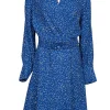 Equipment - Blue & White Speckled Wrap Dress w/ Belt Sz 6